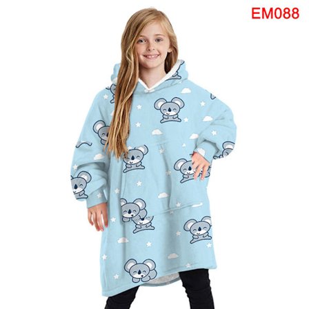 Filt Hoodie Sweatshirt Stor TV-filt Bärbar filt Super Varm Mjuk Mysig Fleece Huvtröja För Barn/Vuxen