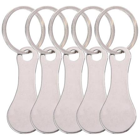 5 kpl Ostosvaunun Avaimet Ruostumattomasta Teräksestä Avaimenperät Trolley-Avaimet Metalli Avaimenperät Hopea 7.8X3CM Silver 7.8X3CM