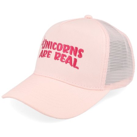 Unicorns - Roze trucker Cap - Kids Unicorns Are Real Pastel Pink/Pastel Pink A-frame Trucker @ Hatstore