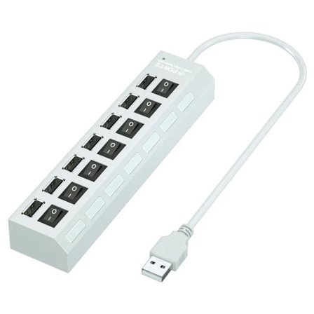 USB Hub 7 Port Multi USB Splitter Ström Adapter Multiple Expander Med På Av Switch För PC Bärbar dator MacBook Tillbehör