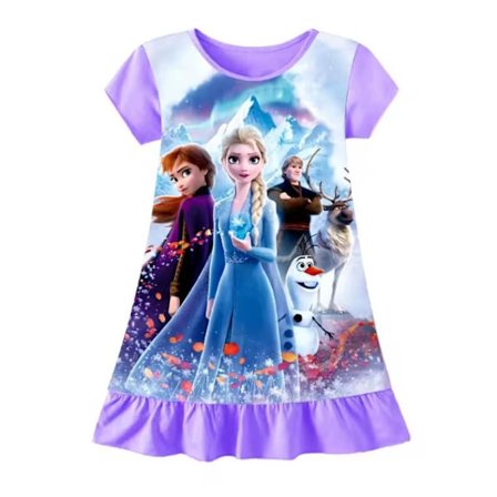 Søt tegneserieprinsessekjole, sommerpysjamas for jenter, barneklær for hjemmebruk 2 (100 cm)