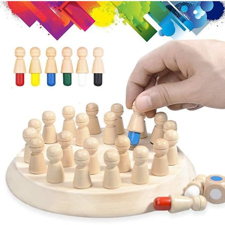 Memory Match Stick schackspel i trä, färgminnesschack, roligt blockbrädspel, minnesmatchstick schackspel, interaktionsleksak mellan föräldrar och barn