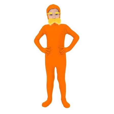 Orange Helkropskostume Orange Jumpsuit Kostume Med Gult Skæg Øjenbryn Sjovt Fest Cosplay Outfit
