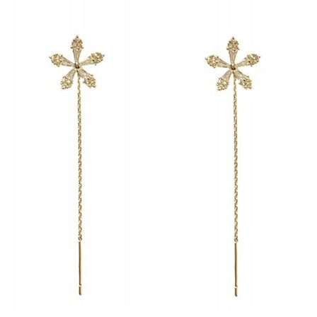 1Pari hienostunut muoti zirkoni kiiltävä kukkakorvakoru pitkä Ta