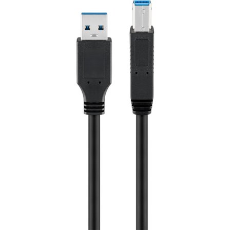 USB 3.0-kabel med USB-B, sort