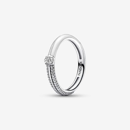 Pandora - P ME Pavé & Vit Dubbelring - Sterlingsilver