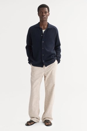 Soft Goat - Men's Shirt - Men cashmere sweater - M - Navy