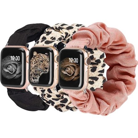 3-pack kompatibla med Apple Watch-band Scrunchies 38 mm tyg så
