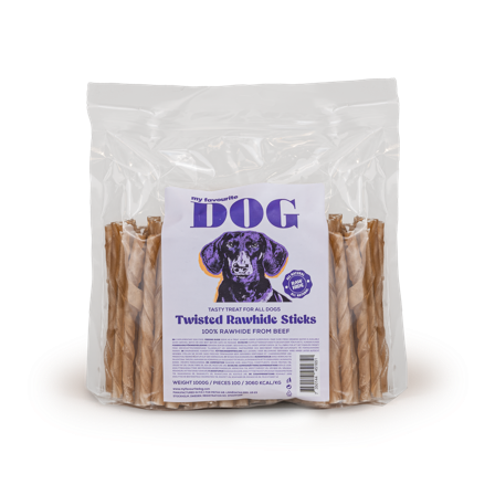 My favourite DOG - Tvunnet råskinnspinner - Natural 12,5 cm 1000 g 100-pk - Hund - Hundegodbiter & tyggebein - Tyggeruller & tyggepinner - ZOO.no