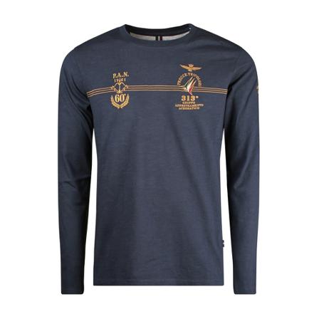Aeronautica Militare - Långärmade T-shirts - Blå - Herr - Storlek: 4xl, Herr, Storlek: 4XL