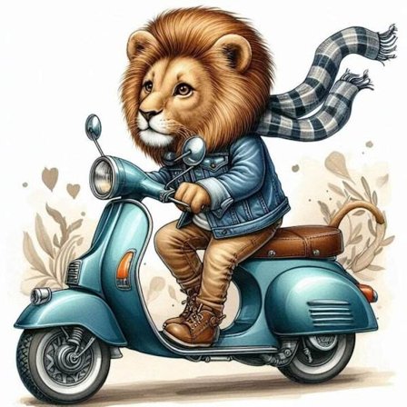 Djur på Moped Affisch A4