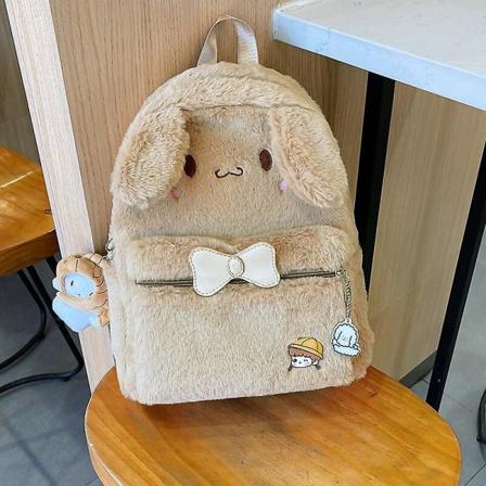 Cartoon Cinnamoroll Doll Plushie Ryggsäck Kawaii Anime Fylld Plysch Skolväska Student Fashion Stor Kapacitet Förvaringsväska Gåvor kaqi and pendent