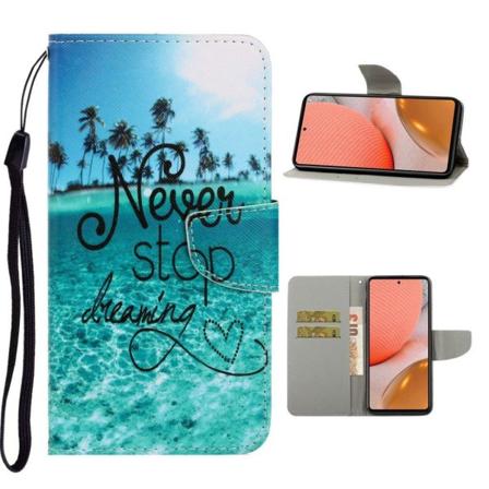 Wonderland Samsung Galaxy A72 5G Flip etui - Aldrig stop drømme Blue