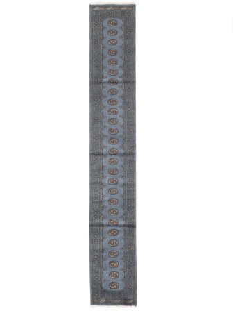 Håndknyttet Pakistan Bokhara 2Ply 76X490 Ullteppe Mørk Grå/Svart Lite