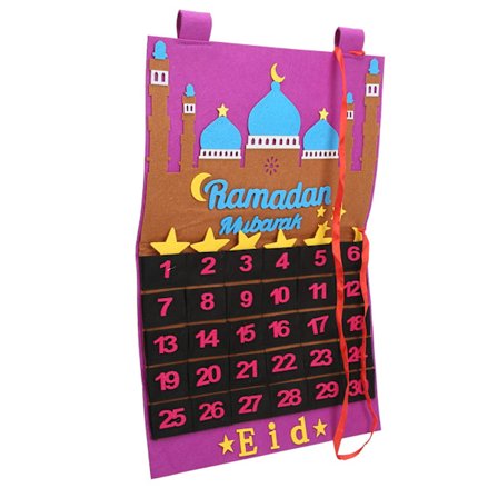 Ramadan Kalender Mobile Stjerne Måne Klistremerker Gjenbrukbart Dekorativt Filtmateriale Eid Mubarak Nedtellingskalender