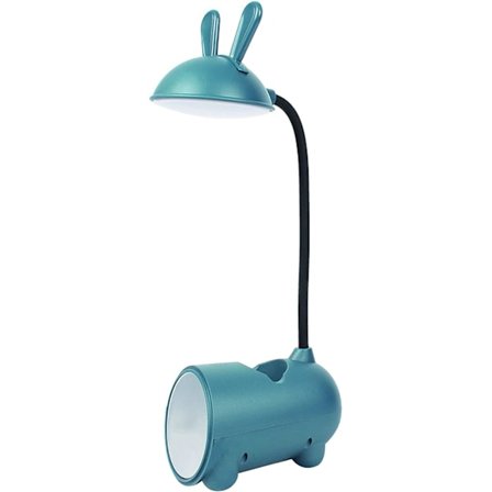 Sød tegneserie børns skrivebordslampe USB genopladelig 360 grader fleksibel svanehals læselampe touch LED kanin skrivebordslampe med makeup spejl, 
