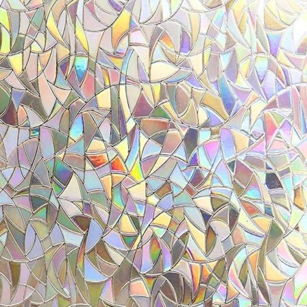 Elektrostatisk Vindusfolie Regnbueeffekt - 44,5x200cm, Dekorativ Anti-Stikk Vindusfolie, 3D Anti-UV Vindusfolie, Svart