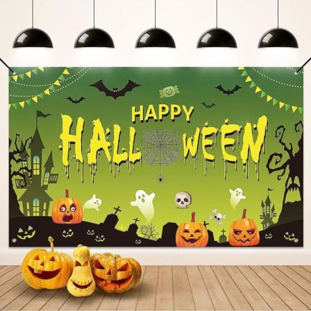 Halloween-dekorationer, grön halloween-bannerbakgrundsdekor, glad halloween-banner för halloweenfestbakgrund, idealisk för hemträdgård inomhus utomhus