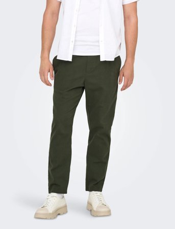 ONLY & SONS Onslinus Crop 0007 Cot Lin Pnt Noos - Khaki green - M