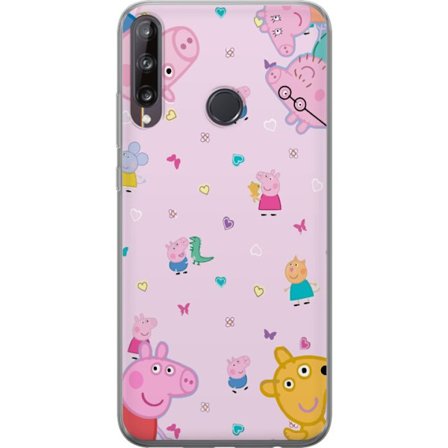 Kompatibelt Mobildeksel til Huawei P40 lite E Peppa Gris med en baby i armene, mamma gris motiv i fargerik og myk barneillustrasjon med hjerter