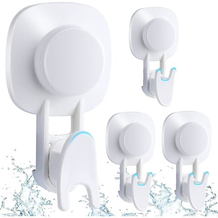 4 kpl tehokkaita uudelleenkäytettäviä seinäkoukkuja, kantavuus 5 kg, kylpyhuoneen imukoukku pyyheteline kruunu kylpytakki takki teepyyhe, imukuppi 