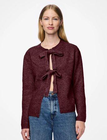 Pieces Pcsilly Ls Rev Tie Knit Noos Bc - Burgundy - L
