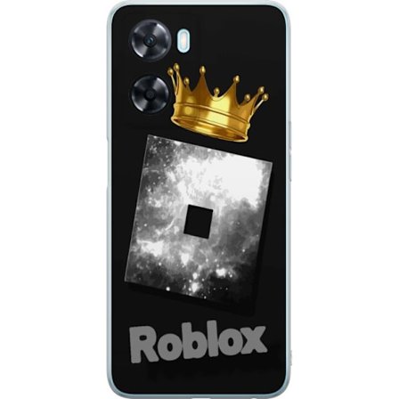 Kompatibelt Mobildeksel til OnePlus OnePlus Nord N20 SE Minimalistisk svart og sølvfarget Roblox-symbol med gylden krone og luksuriøs gamer-estetikk