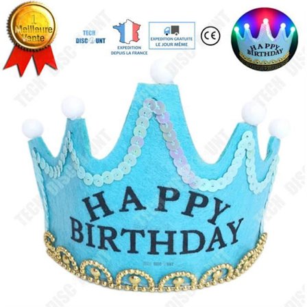 TD krona grattis på födelsedagen blinkande ljus barn flexibelt tillbehör fest födelsedag kostym tjej pojke rosa LED