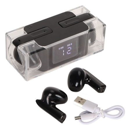 Sprog Oversætter Earbuds 144 Online Sprog Bluetooth 5.3 Trådløse Oversætter Earphones med Digital Display Sort