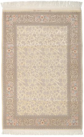Hand Knotted Persian Isfahan Silk Warp Signed: Dardashti Rug 112X168 Beige/Light Grey