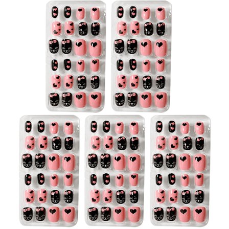 Løsnegler for barn, kunstige negletipper, full dekning, korte løsnegler, negledekorasjon