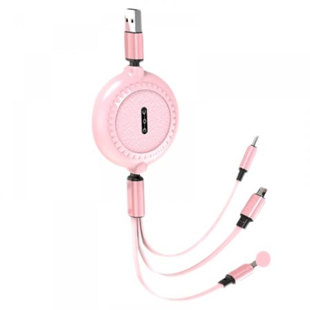 Sisäänvedettävä latauskaapeli, 3 in 1 Multi USB -pikalaturi