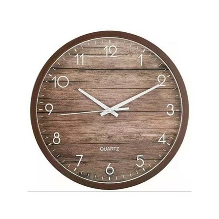 Vintage veggklokke i tre, stille batteridrevet kvartsklokke