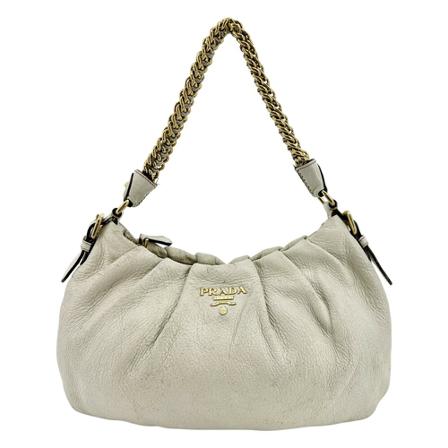 Prada Vintage Pre-owned Cervo Lux Shoulder Tas , Wit , Dames , Maat: ONE Size Vintage Tassen