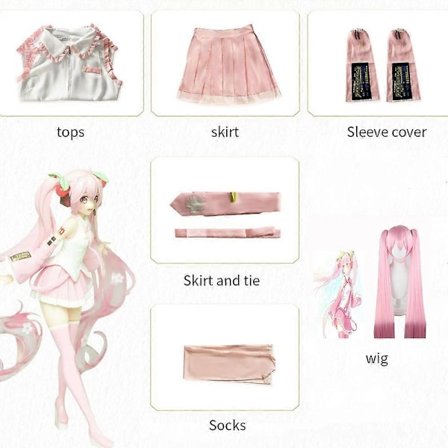 2024 Pink Miku Cosplay Kostume Performance Dragt Cos Dragt Hatsune Miku Regular C Dragt Paryk Cosplay Piger Forår Sakura Kirsebær Miku-Perfet
