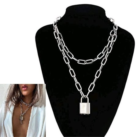 Tjock halsband för män och kvinnor med låshänge, halsband punk mode smycken,
