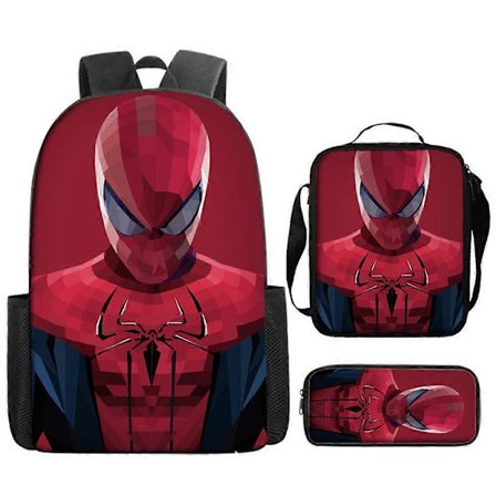 3 st/set Marvel Spider Man Ryggsäck Barn Pojkar Skolväska Lunchväska Pennfodral-WELLNGS