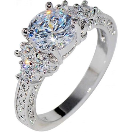 Lyxig Diamant Silver Ring Storlek 6 -NMAOV