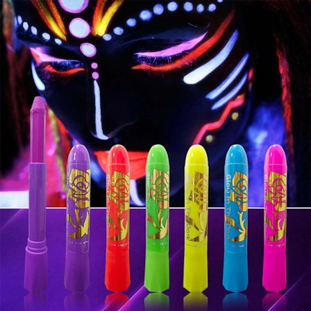 Glødende ansigtsmalingspensler, vaskbare, nemme at påføre, langtidsholdbare neon ansigts- og kropsmalingspensler, makeup-markører til Halloween, 