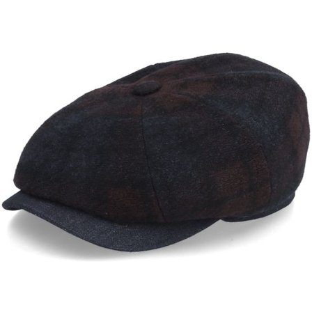 Stetson - Brun flatcap Keps - Hatteras Check/Denim Flat Cap @ Hatstore