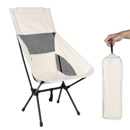 1 stk bærbar campingstol (Off-White), ultralett mesh-stol