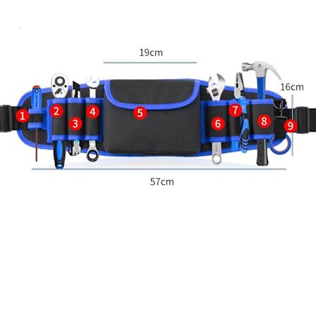 Værktøjs Holder, 9 Lommer og Hammer Holder Tykkelse Elektriker