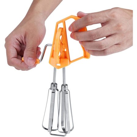 Orange-håndblender, rustfrit stål roterende piskeris, manuel Stainl