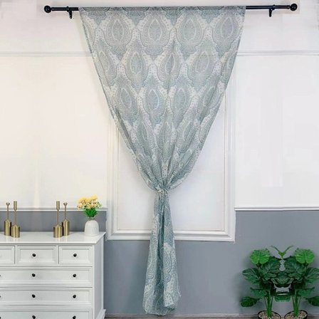 Lin gardin med tekstur i lin, stue 100*200 cm gardin damask mønster