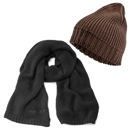 Schwarzer Fabien Urban Schal & Braune Keenan Merino Kane Beanie für Männer - Beanie Mützen