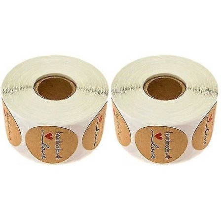 2 ruller håndlavet med kærlighedsbrev DIY-klistermærke kraftpapir gavemærkater festklistermærkeindretning (1 rulle, 500 stk. klistermærker)