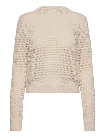 Openwork Sweater With Perkins Collar Beige Mango