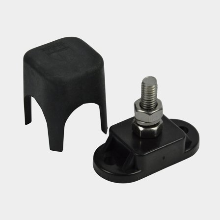 Kopplingsplint BEP Marine Insulated Stud, 1 x M6, svart (minus), med lock
