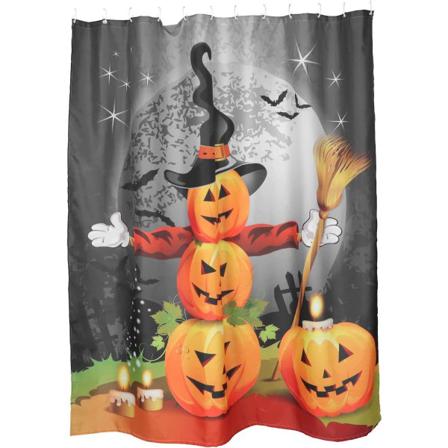 Halloween Pumpkin Duschdraperi Polyester Flerfärgad (1 Stycke)