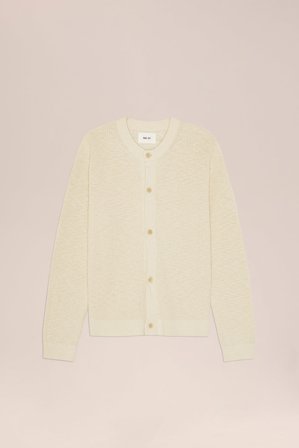 NN.07 Jasper Cardigan Herren Weiß Bio-Baumwolle